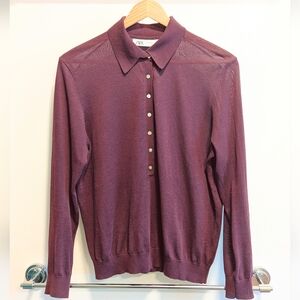 ZARA Burgundy Knit Polo - Small - FW/24